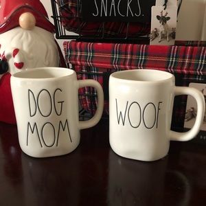 Rae Dunn DOG MOM & WOOF Mugs